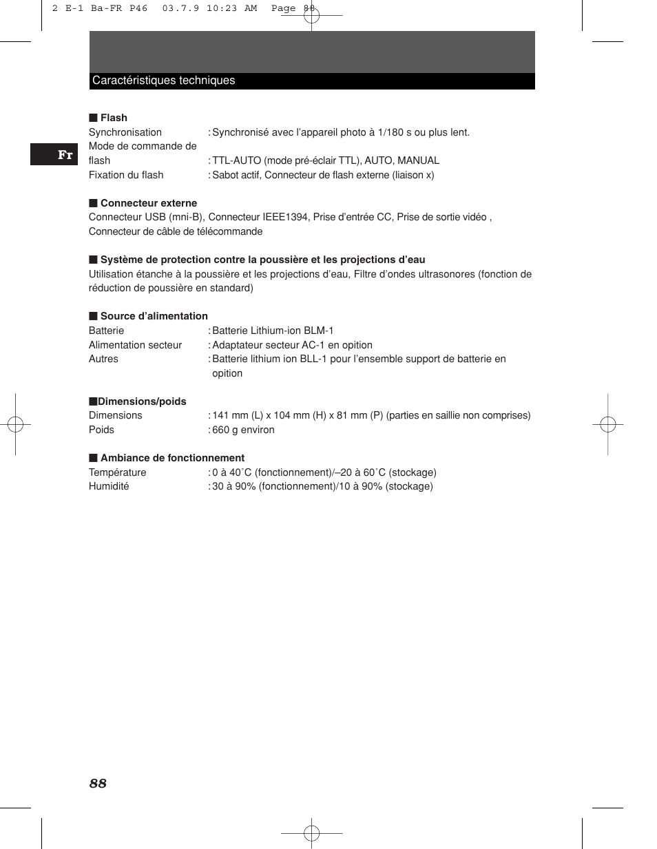 88 fr | Olympus E-1 User Manual | Page 88 / 180