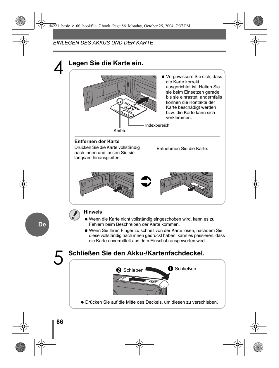 Olympus Stylus 500 Digital User Manual | Page 86 / 100