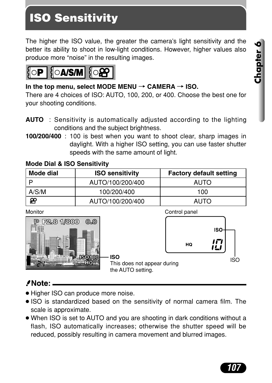 Iso sensitivity, Chapter 6 | Olympus C-4040 Zoom User Manual | Page 107 / 200