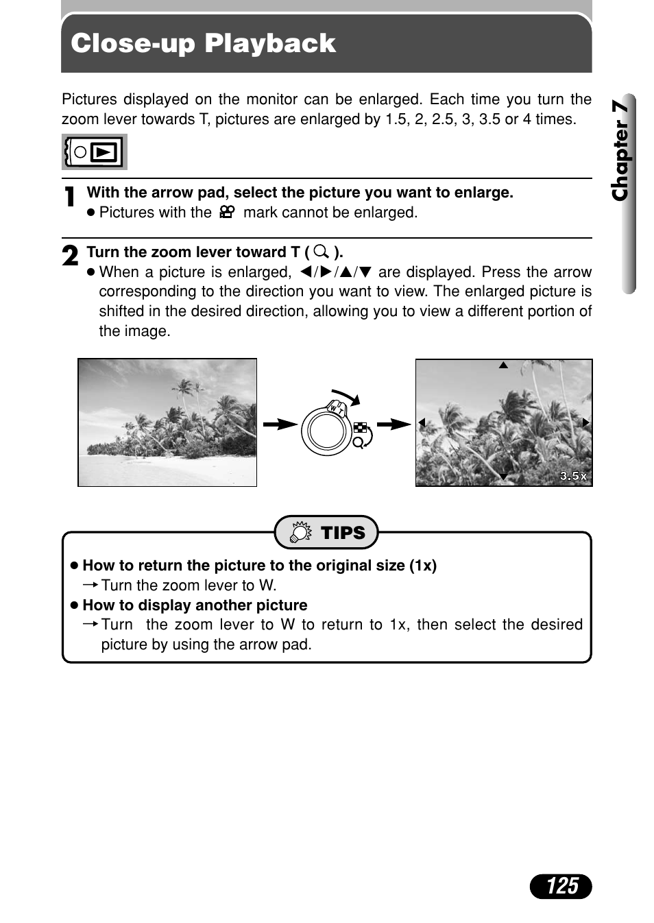 Close-up playback | Olympus C-4040 Zoom User Manual | Page 125 / 200