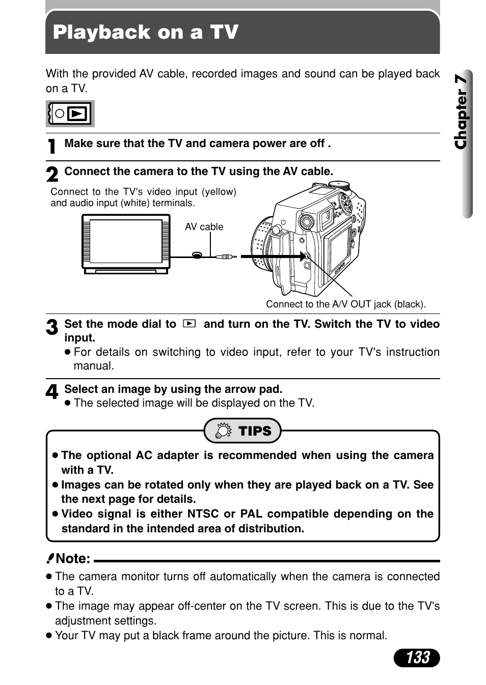 Playback on a tv | Olympus C-4040 Zoom User Manual | Page 133 / 200