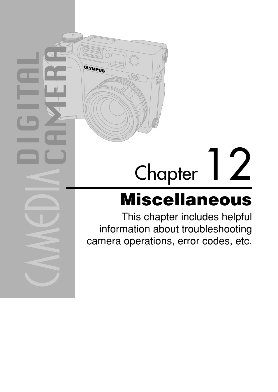 Chapter 12 miscellaneous, Miscellaneous | Olympus C-4040 Zoom User Manual | Page 182 / 200