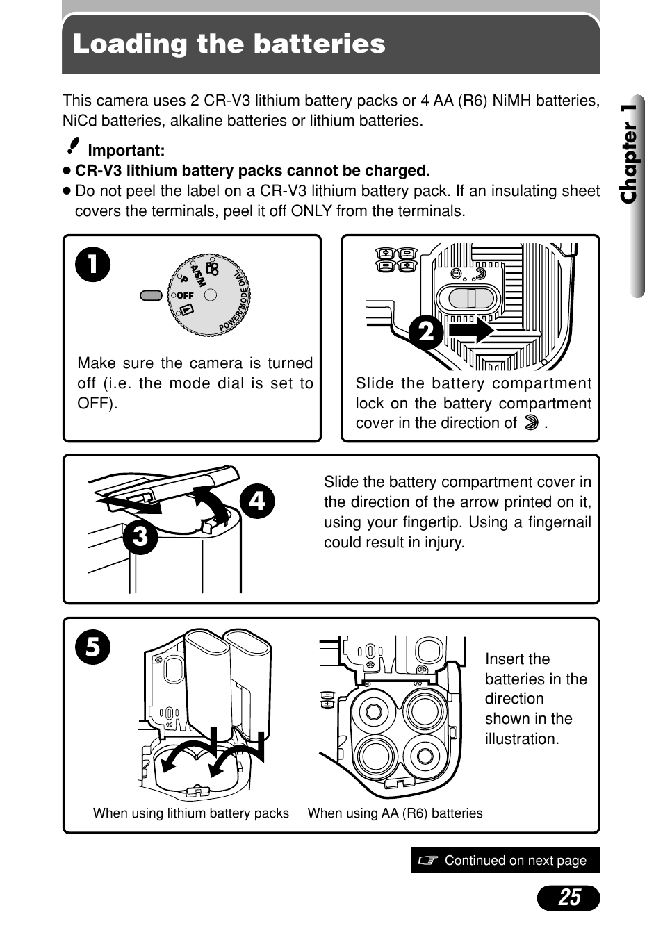 Loading the batteries | Olympus C-4040 Zoom User Manual | Page 25 / 200