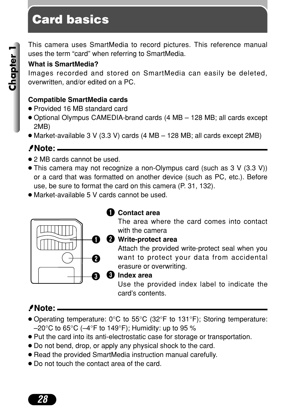Card basics, Chapter 1 | Olympus C-4040 Zoom User Manual | Page 28 / 200