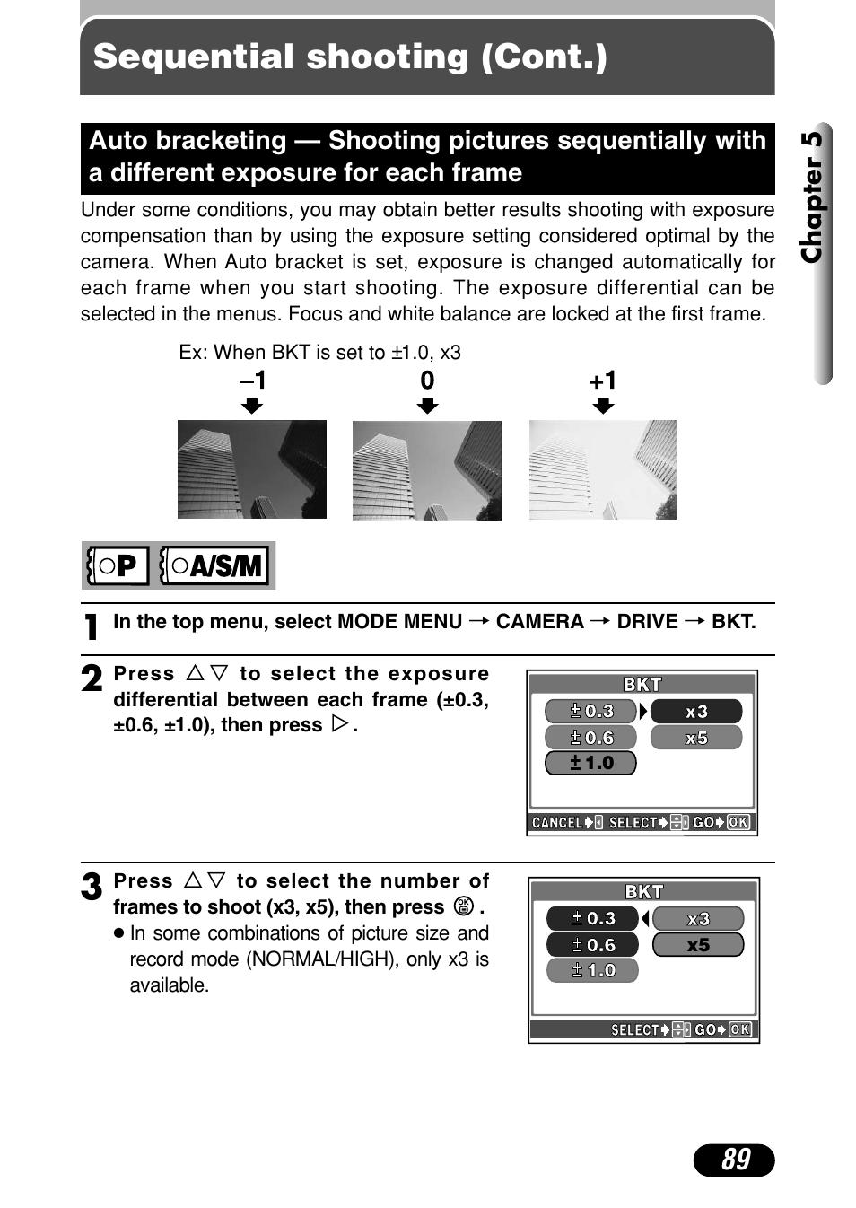 Sequential shooting (cont.), Chapter 5 | Olympus C-4040 Zoom User Manual | Page 89 / 200