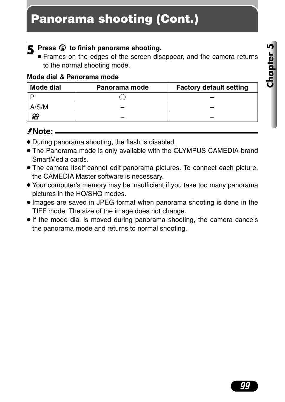 Panorama shooting (cont.) 5, Chapter 5 | Olympus C-4040 Zoom User Manual | Page 99 / 200