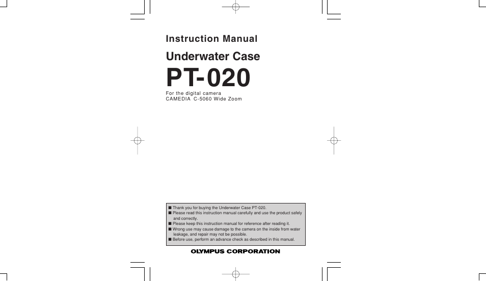 Olympus PT-020 User Manual | 21 pages