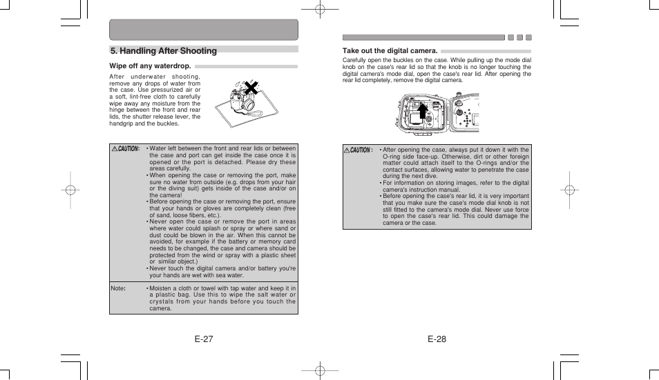 E-28 e-27, Handling after shooting | Olympus PT-020 User Manual | Page 15 / 21