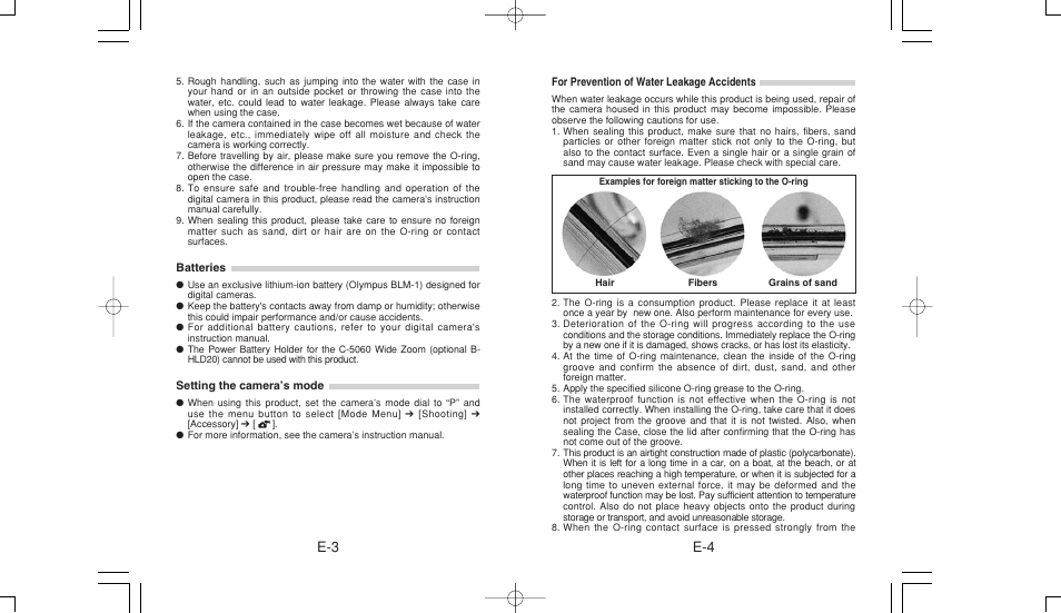 E-4 e-3 | Olympus PT-020 User Manual | Page 3 / 21