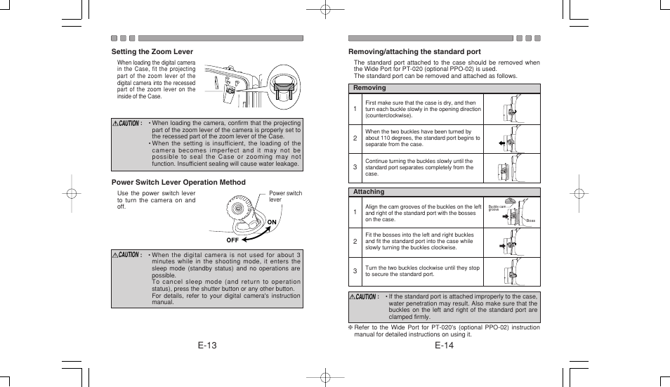 E-14 e-13 | Olympus PT-020 User Manual | Page 8 / 21