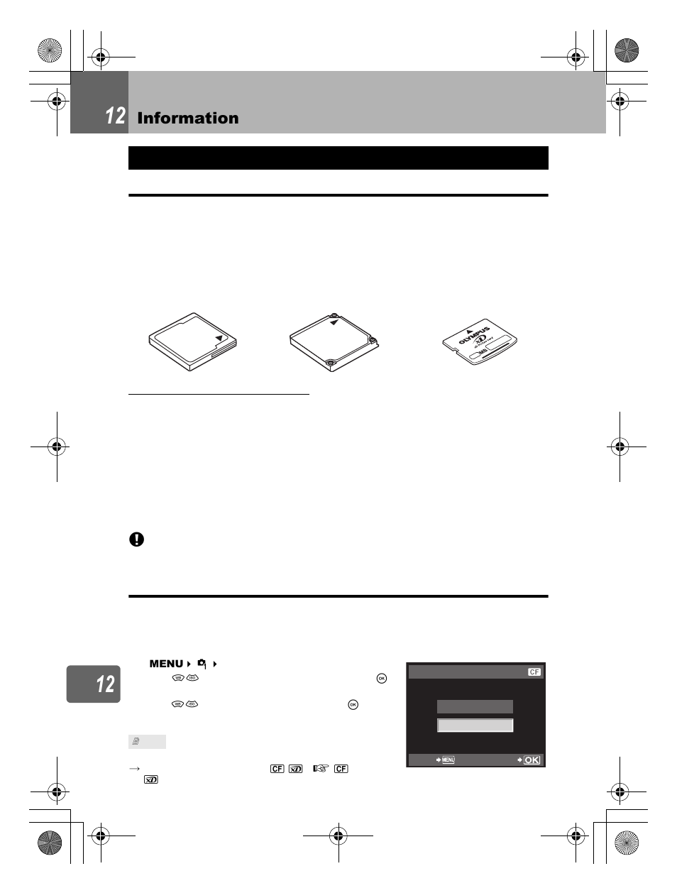 Information, Card basics | Olympus E-620 User Manual | Page 126 / 156