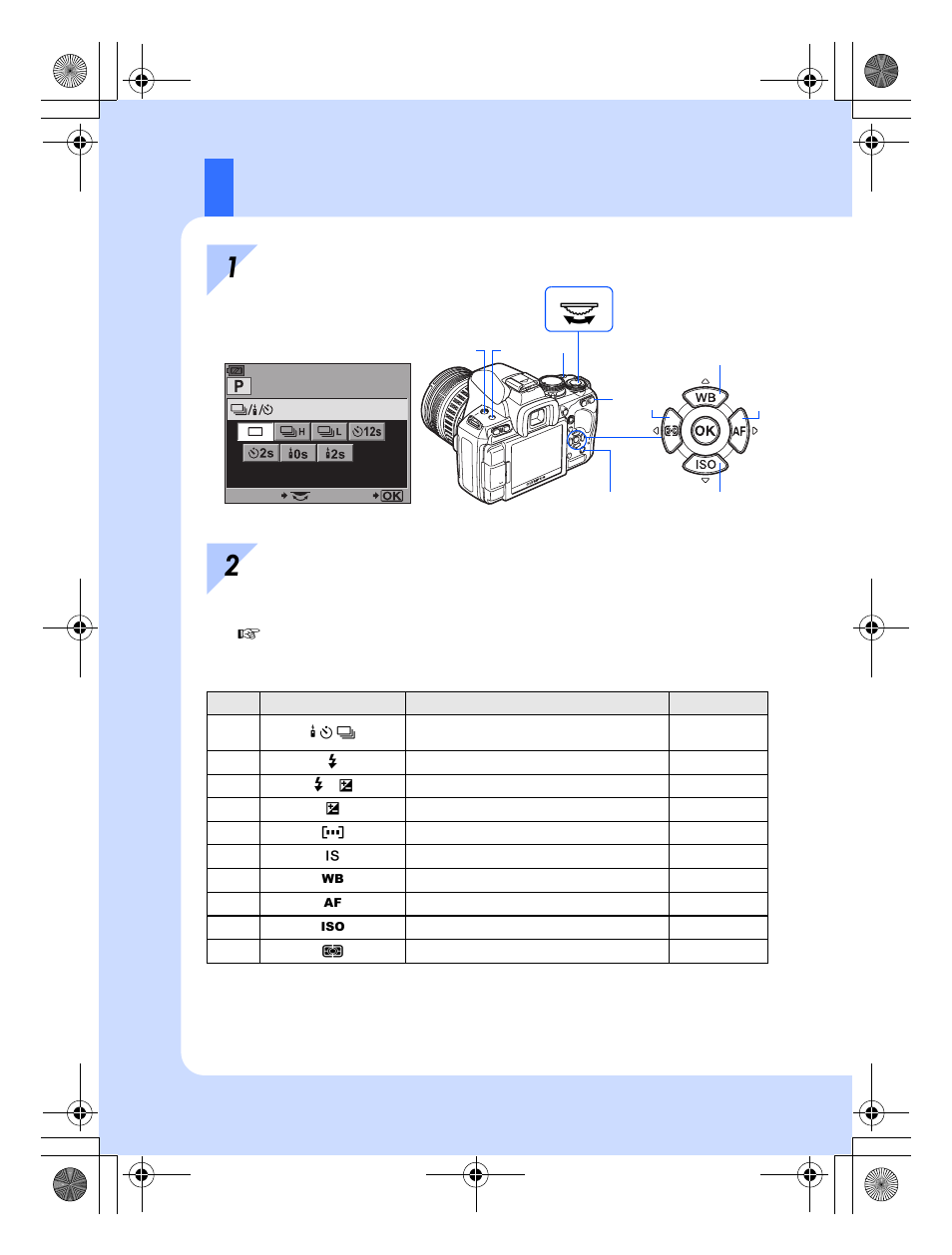 Using the direct buttons to operate the camera | Olympus E-620 User Manual | Page 20 / 156