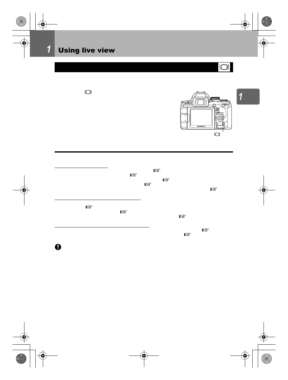 Using live view, Activating live view | Olympus E-620 User Manual | Page 35 / 156