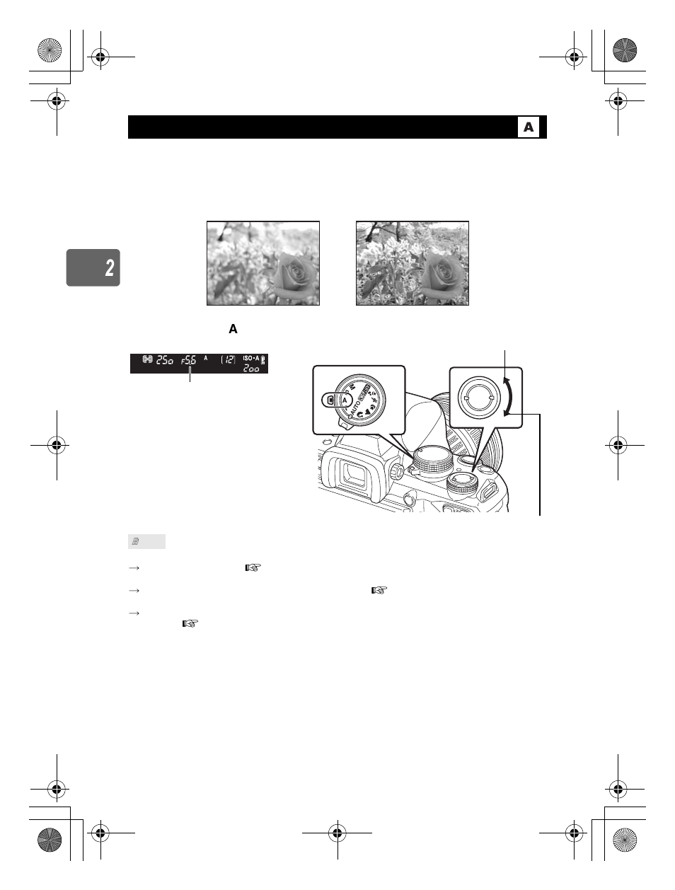 Aperture priority shooting | Olympus E-620 User Manual | Page 44 / 156