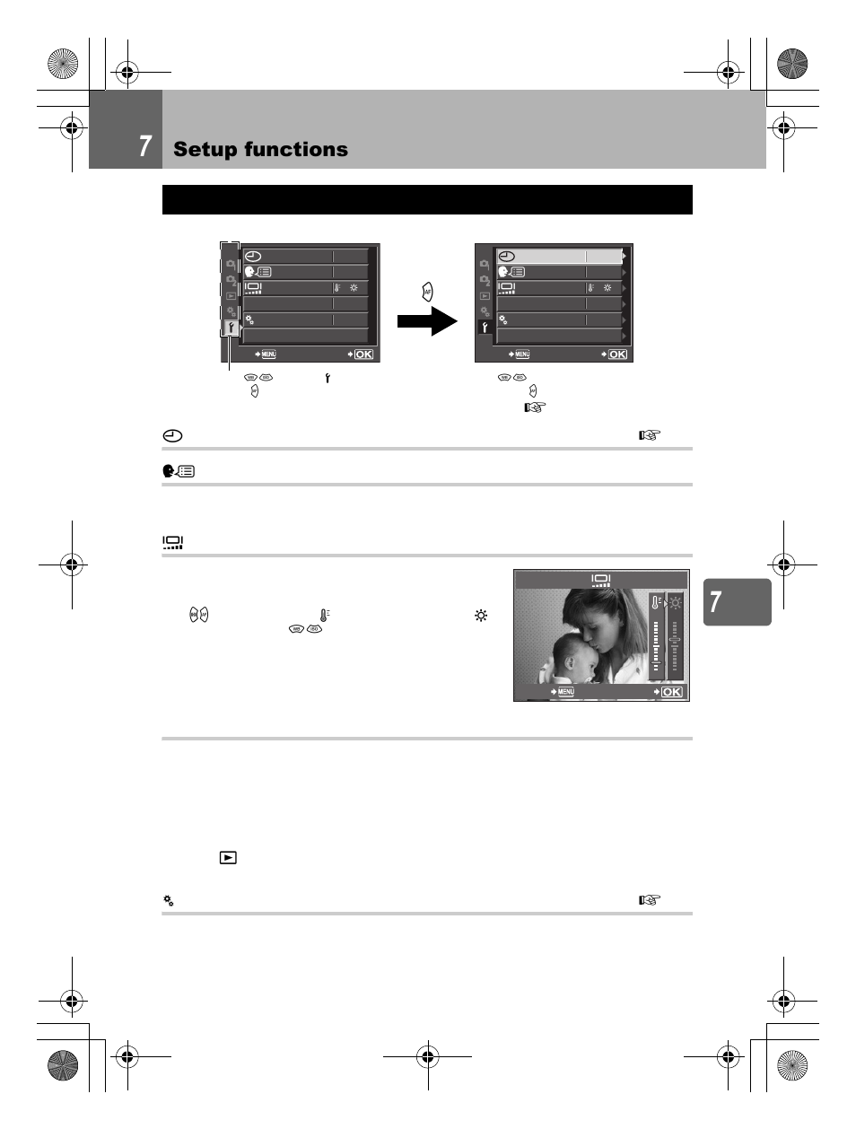 Setup functions, Setup menu | Olympus E-620 User Manual | Page 93 / 156