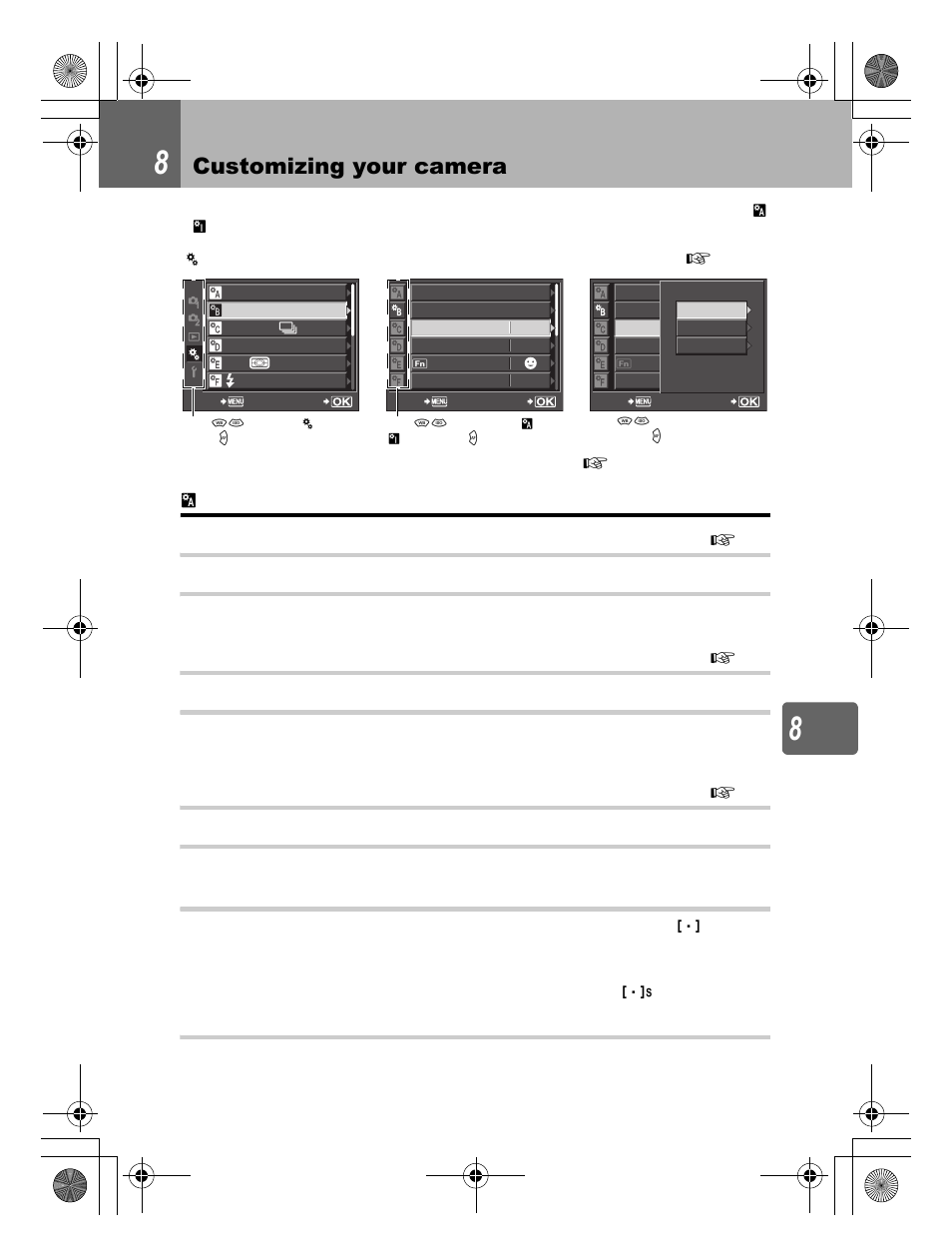 Customizing your camera | Olympus E-620 User Manual | Page 95 / 156