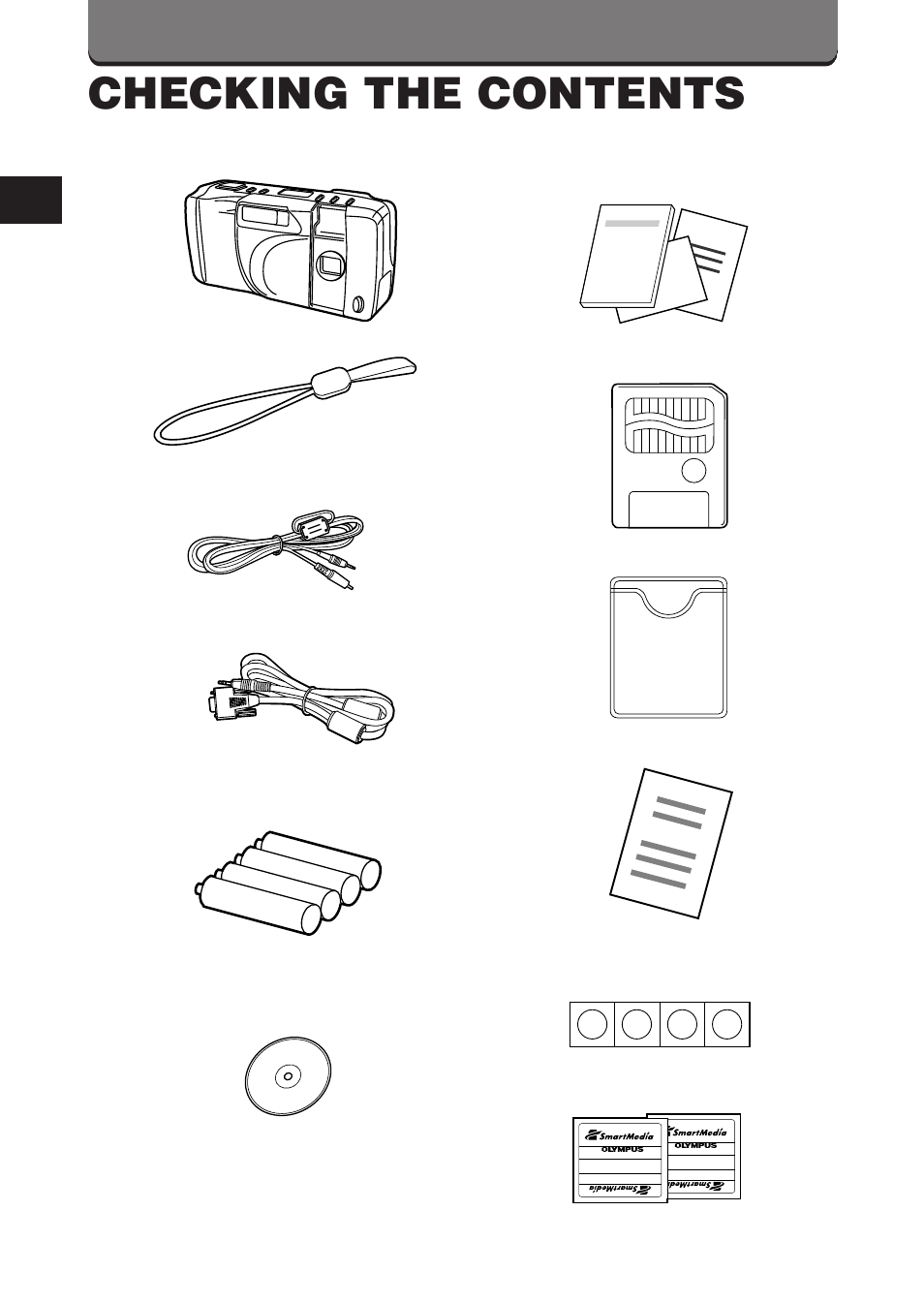 Checking the contents | Olympus D-360L User Manual | Page 20 / 124