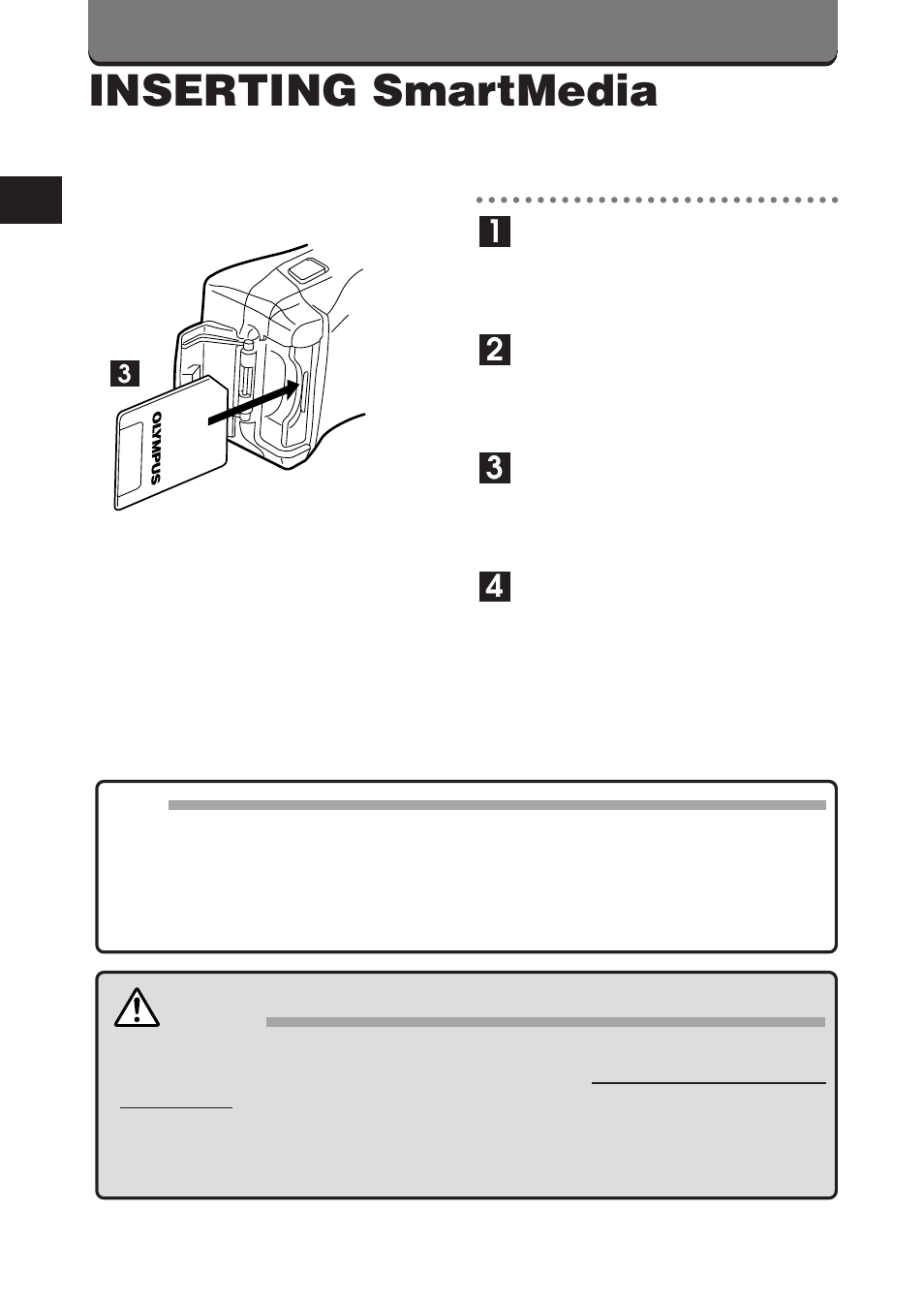 Inserting smartmedia | Olympus D-360L User Manual | Page 28 / 124