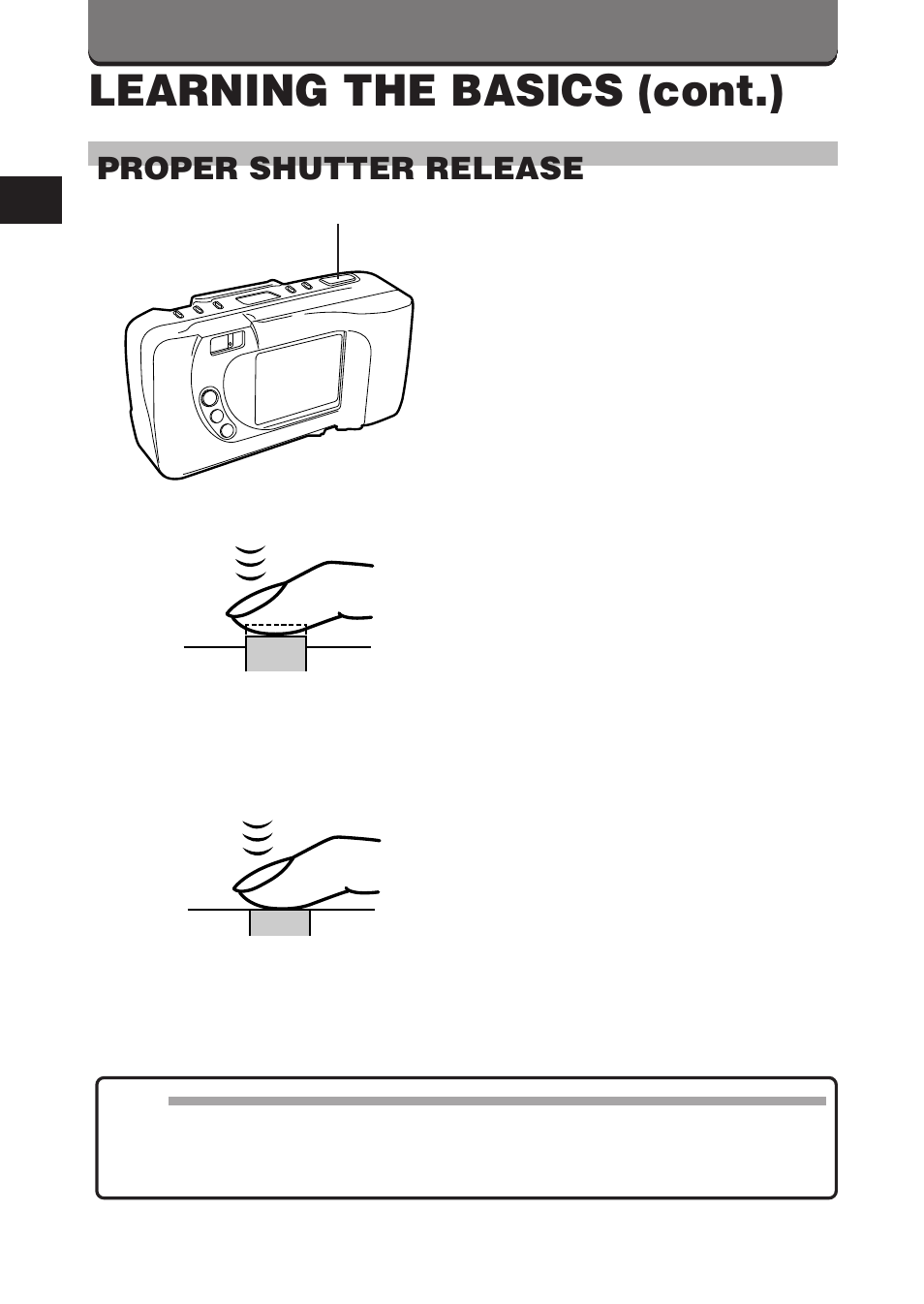 Learning the basics (cont.), 36 proper shutter release | Olympus D-360L User Manual | Page 36 / 124