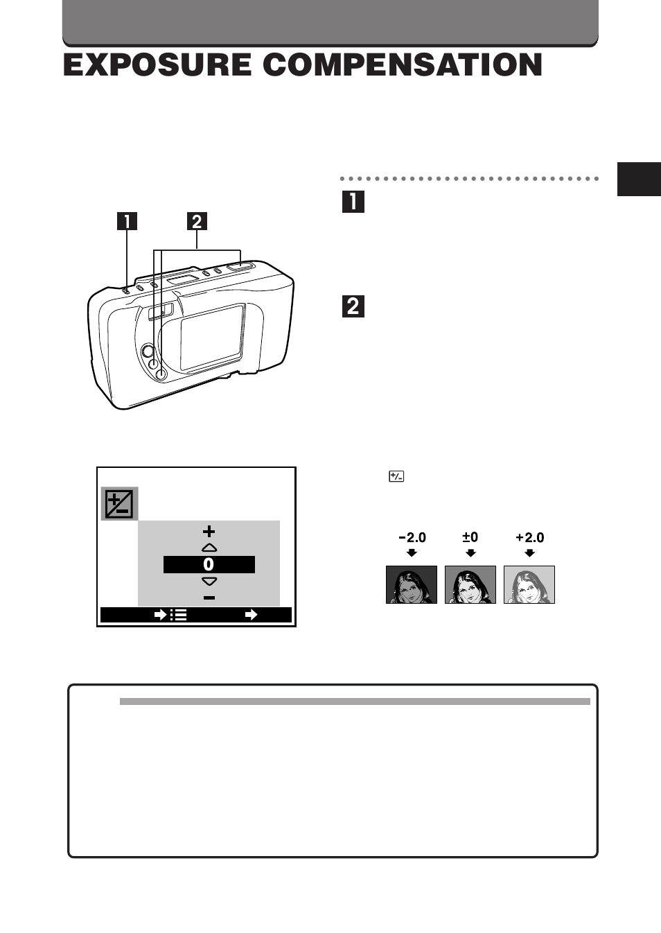 Exposure compensation | Olympus D-360L User Manual | Page 57 / 124