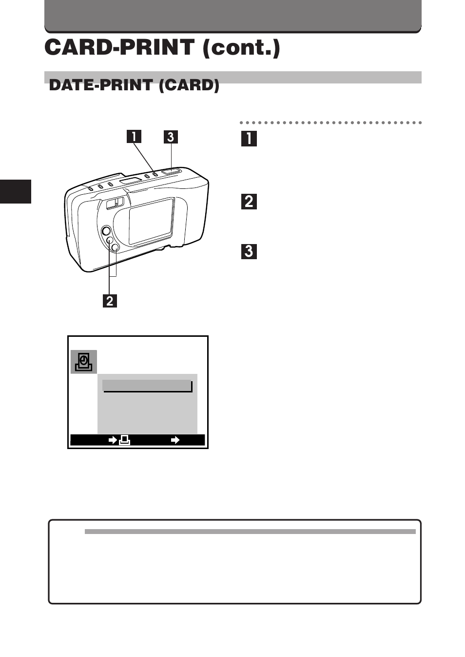 Card-print (cont.), Date-print (card) | Olympus D-360L User Manual | Page 90 / 124