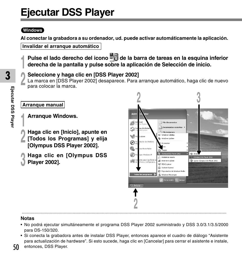 Ejecutar dss player | Olympus DM-10 User Manual | Page 50 / 101