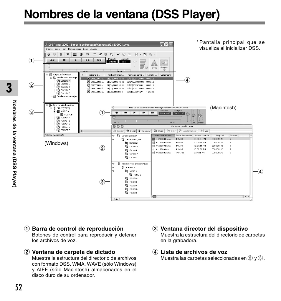 Nombres de la ventana (dss player) | Olympus DM-10 User Manual | Page 52 / 101