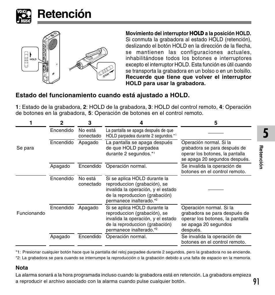 Retención | Olympus DM-10 User Manual | Page 91 / 101