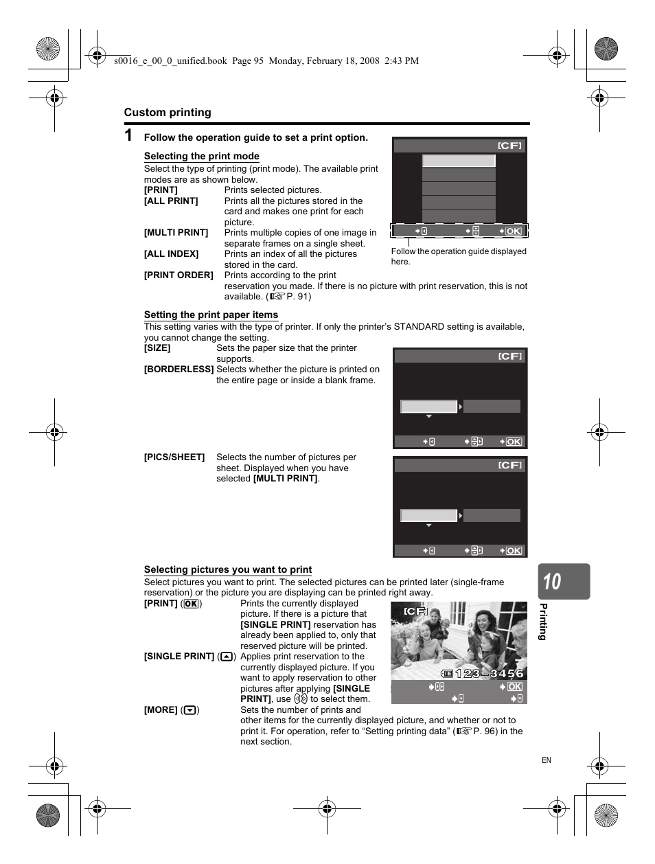 Custom printing | Olympus E-420 User Manual | Page 95 / 140