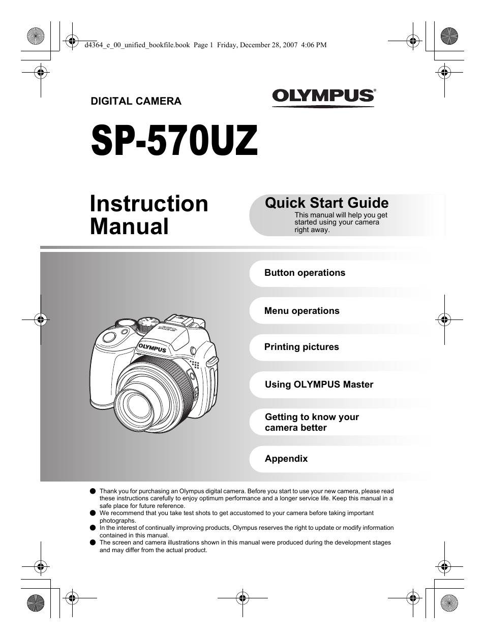 Olympus SP-570 UZ User Manual | 100 pages