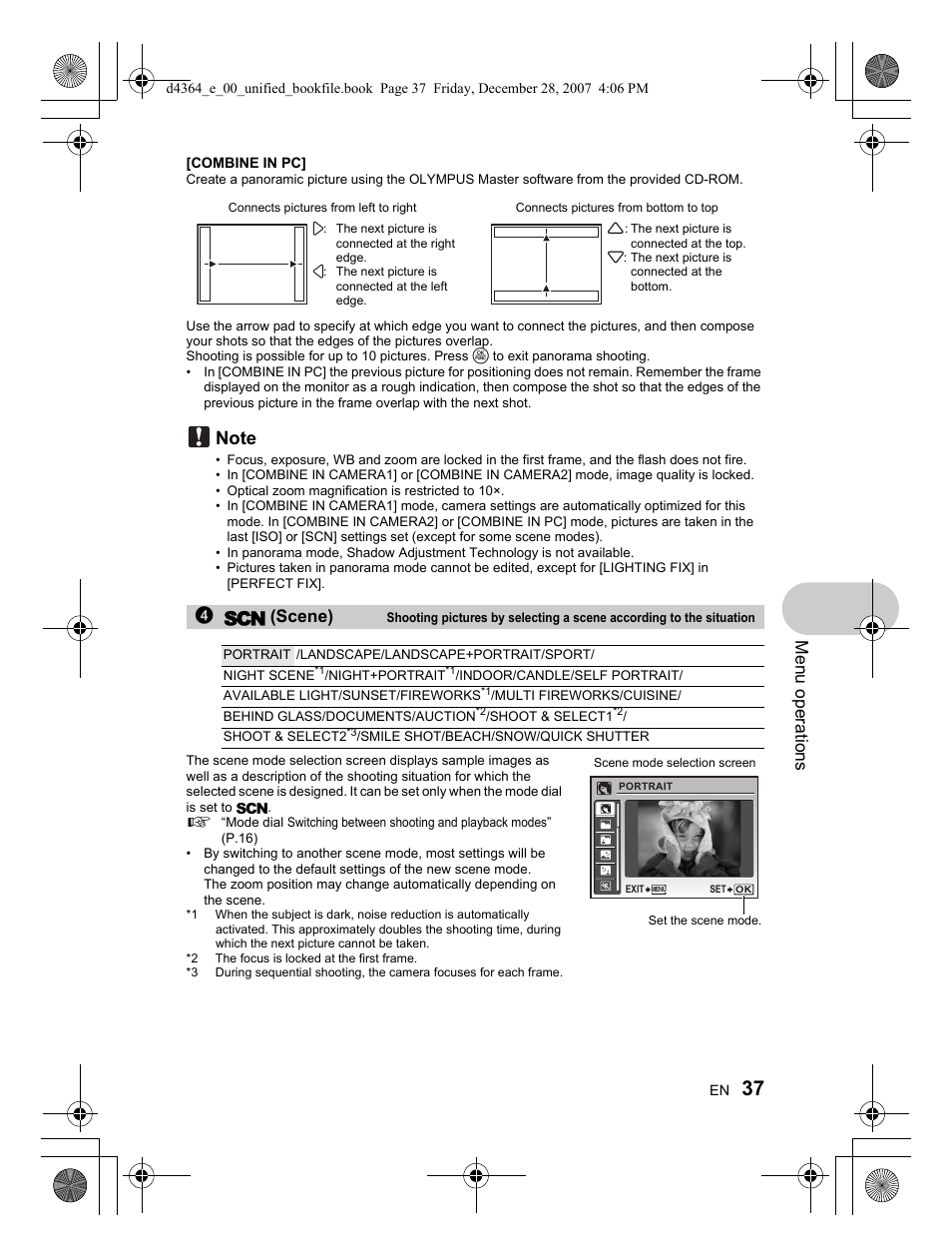 Menu operations, 4s (scene) | Olympus SP-570 UZ User Manual | Page 37 / 100