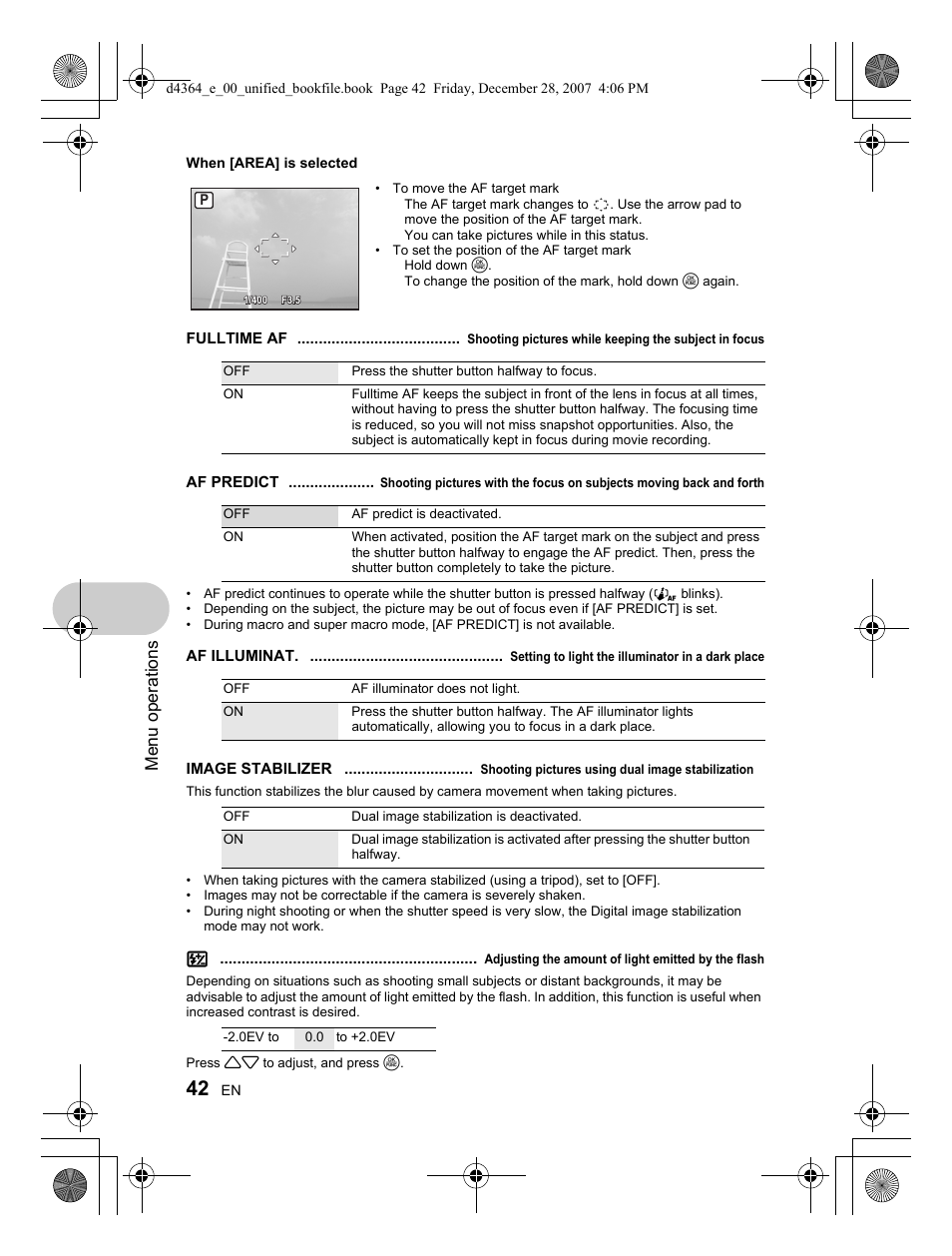 Menu operations | Olympus SP-570 UZ User Manual | Page 42 / 100