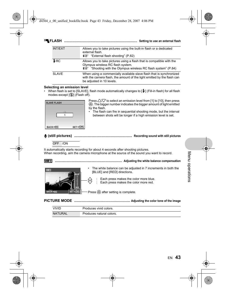 Menu operations | Olympus SP-570 UZ User Manual | Page 43 / 100