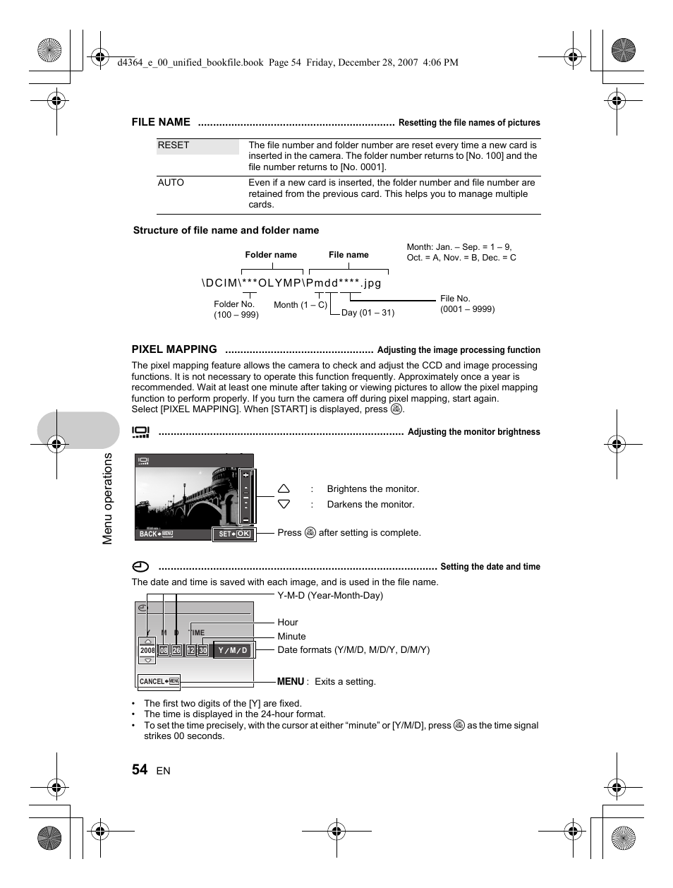 Menu operations | Olympus SP-570 UZ User Manual | Page 54 / 100