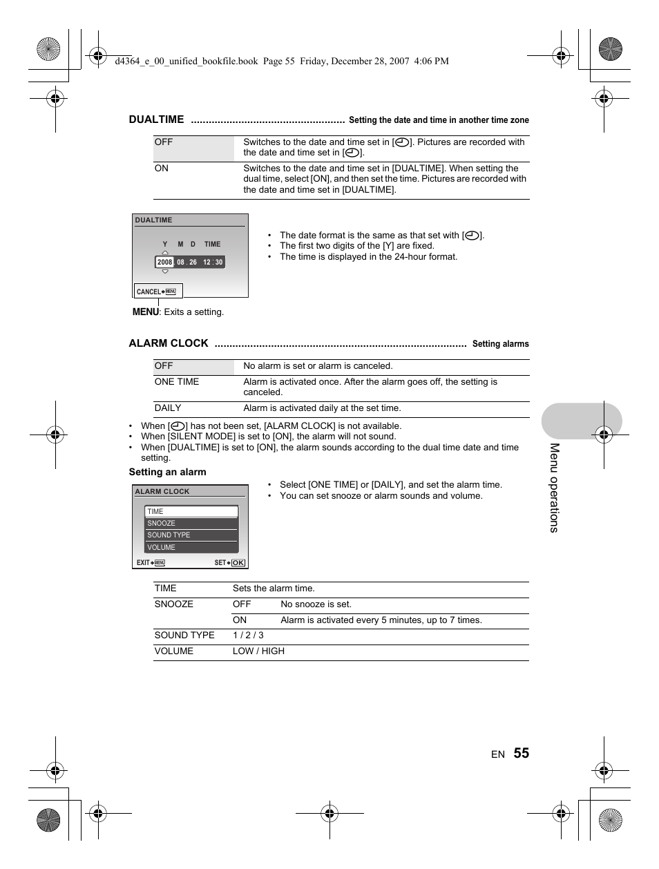 Menu operations | Olympus SP-570 UZ User Manual | Page 55 / 100