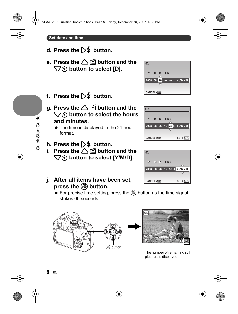 The time is displayed in the 24-hour format | Olympus SP-570 UZ User Manual | Page 8 / 100