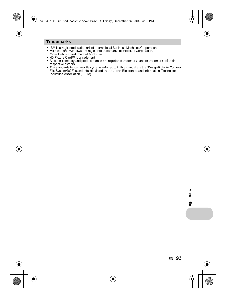 Trademarks | Olympus SP-570 UZ User Manual | Page 93 / 100