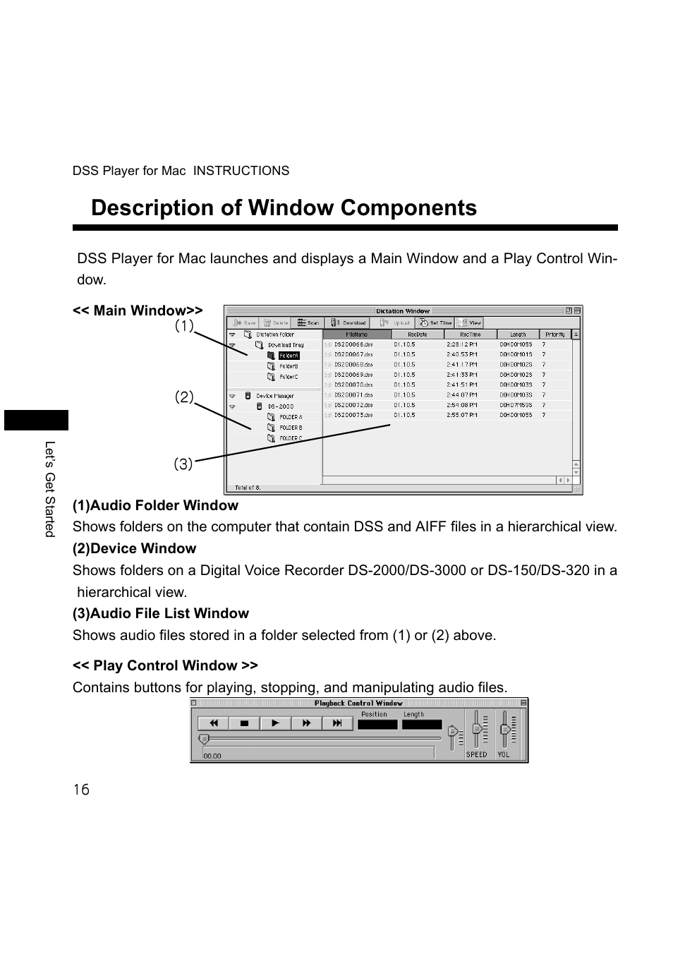 Description of window components | Olympus DS-3000 User Manual | Page 16 / 36