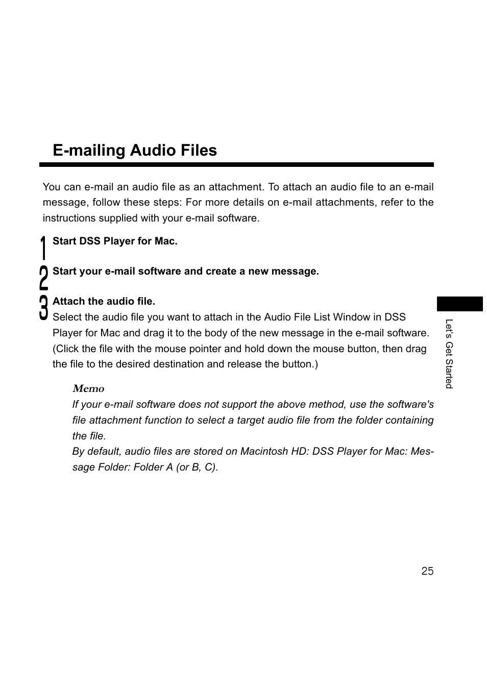 E-mailing audio files | Olympus DS-3000 User Manual | Page 25 / 36