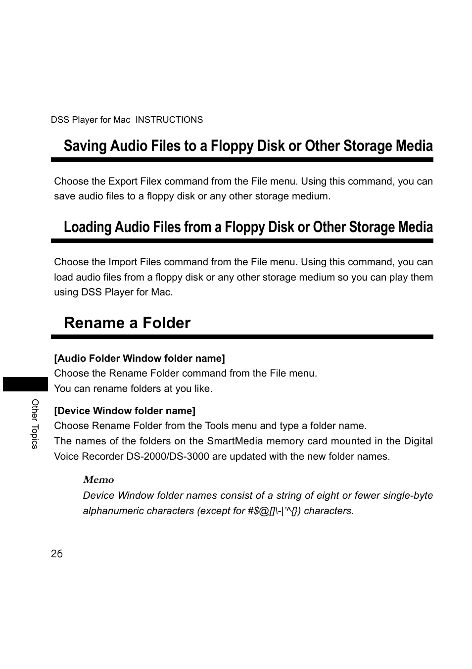 Rename a folder | Olympus DS-3000 User Manual | Page 26 / 36