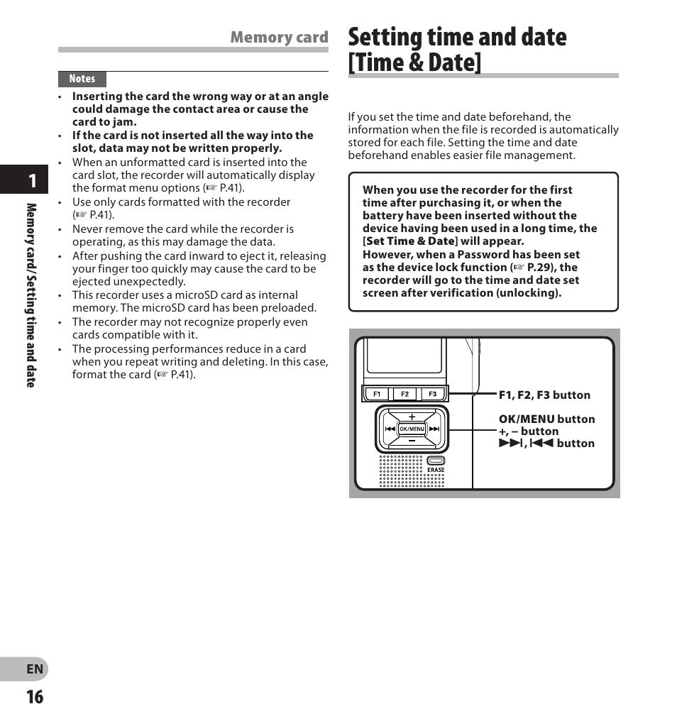 Setting time and date [time & date | Olympus DS-3500 User Manual | Page 16 / 56