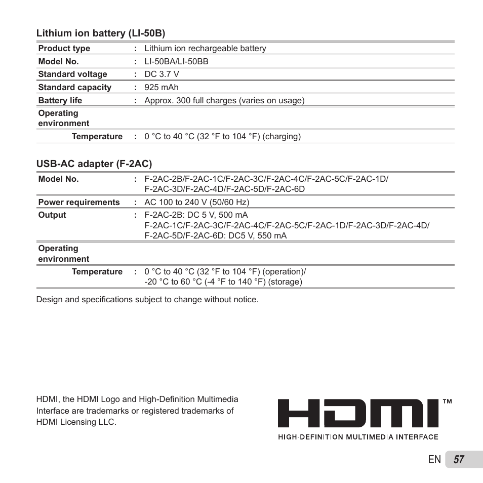 57 en | Olympus VH-520 User Manual | Page 57 / 68