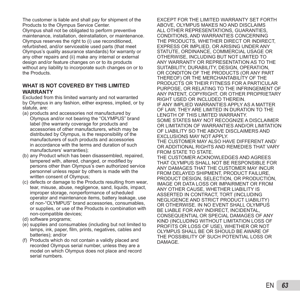63 en | Olympus VH-520 User Manual | Page 63 / 68