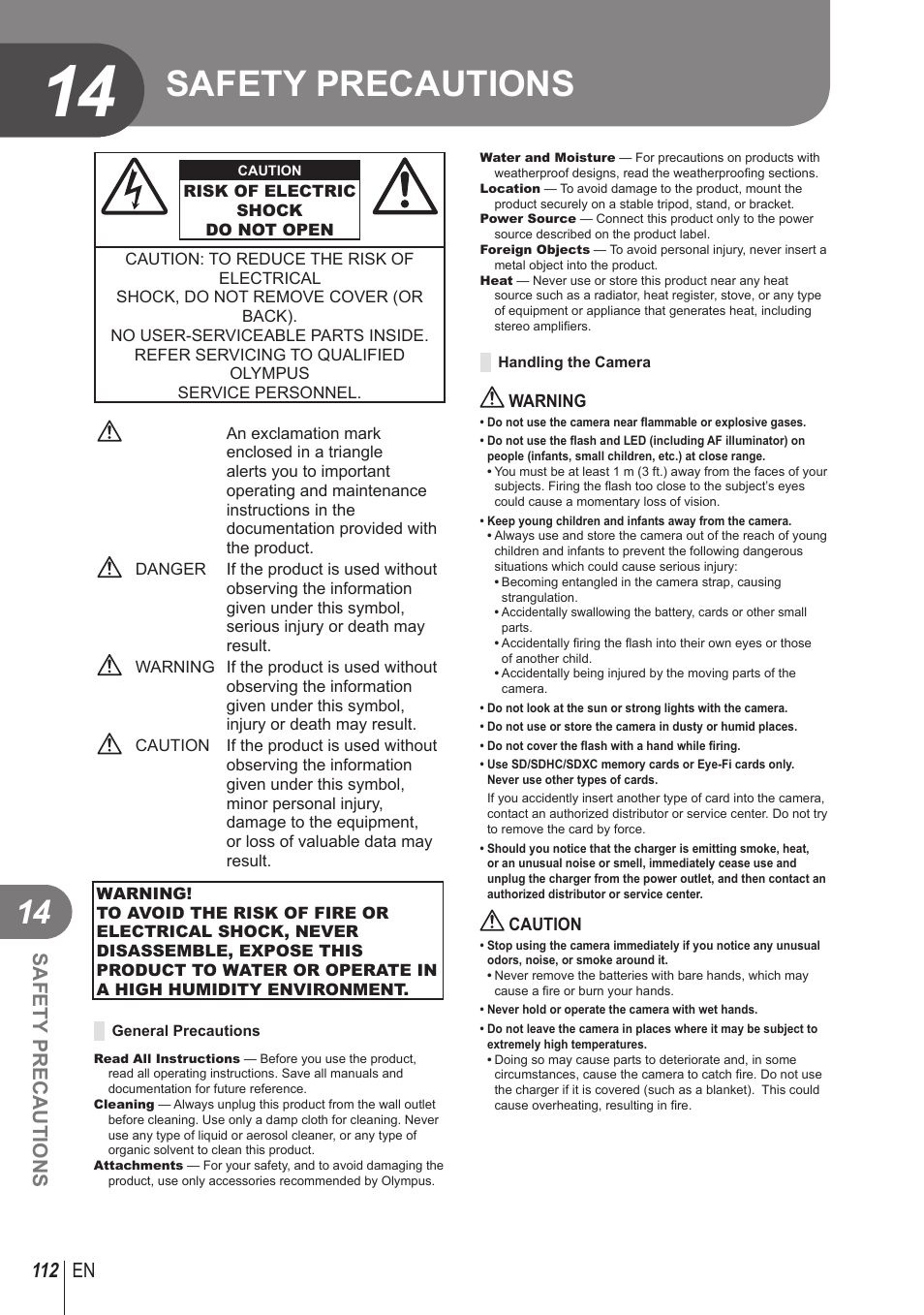 Safety precautions, 112 en safety precautions | Olympus STYLUS 1 User Manual | Page 112 / 120