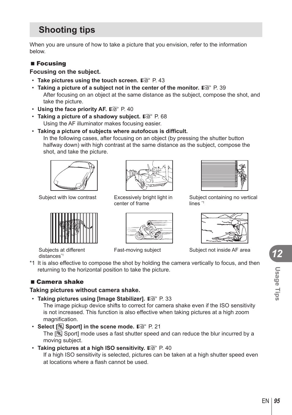 Shooting tips | Olympus STYLUS 1 User Manual | Page 95 / 120