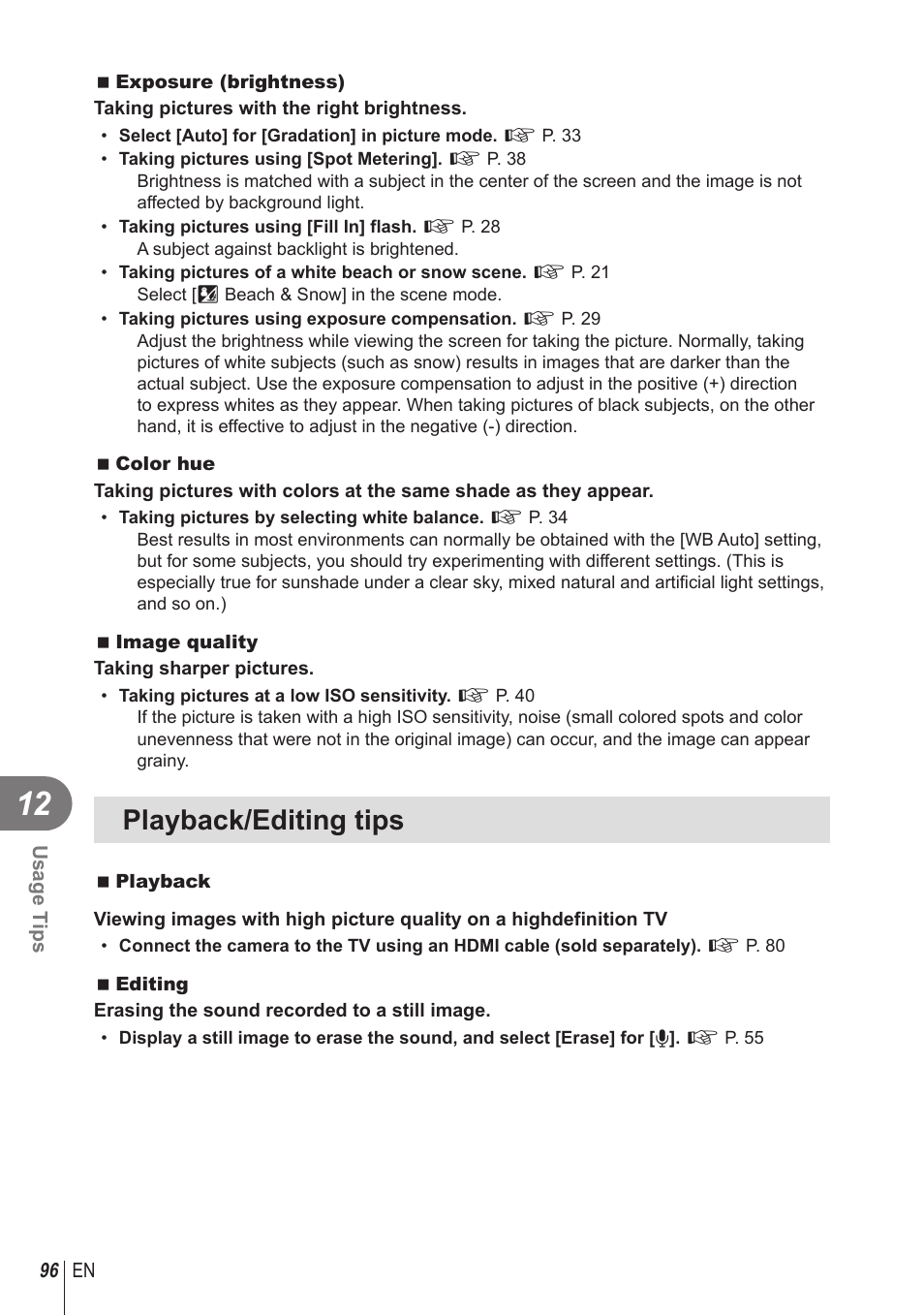 Playback/editing tips | Olympus STYLUS 1 User Manual | Page 96 / 120