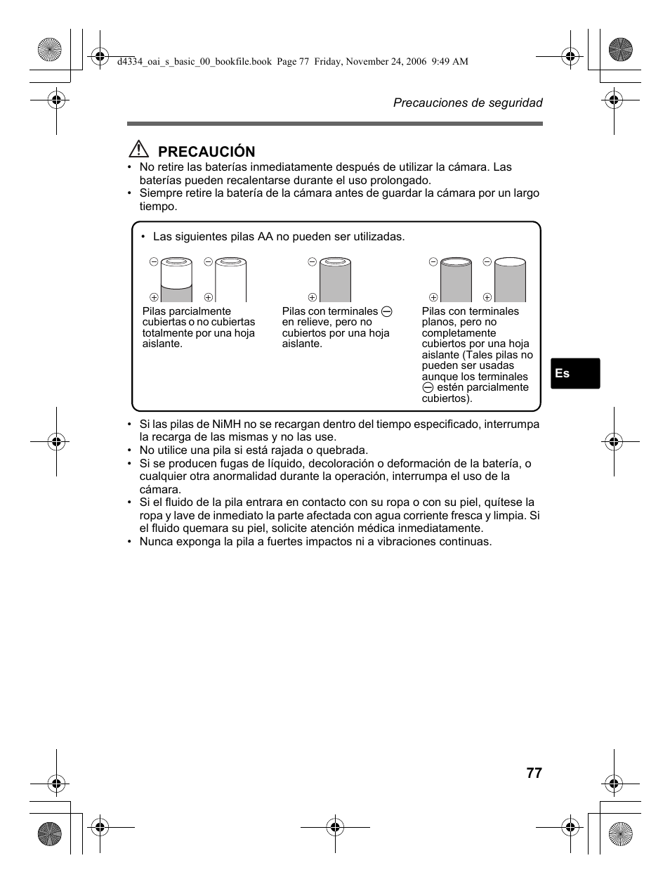 Precaución | Olympus FE-210 User Manual | Page 77 / 108