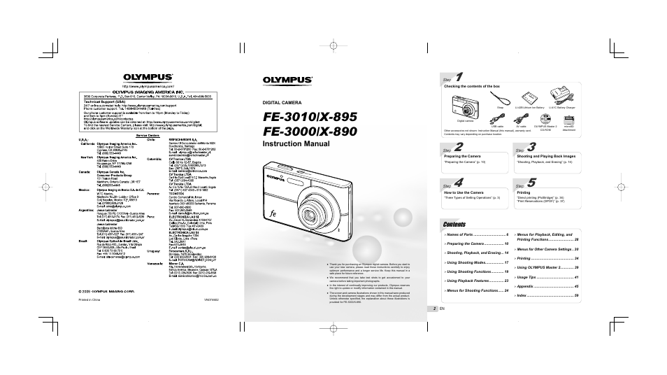 Olympus FE-3010 User Manual | Page 2 / 62