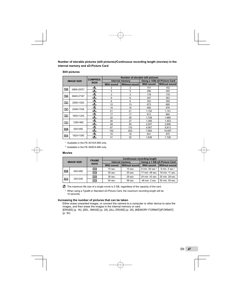 Olympus FE-3010 User Manual | Page 47 / 62