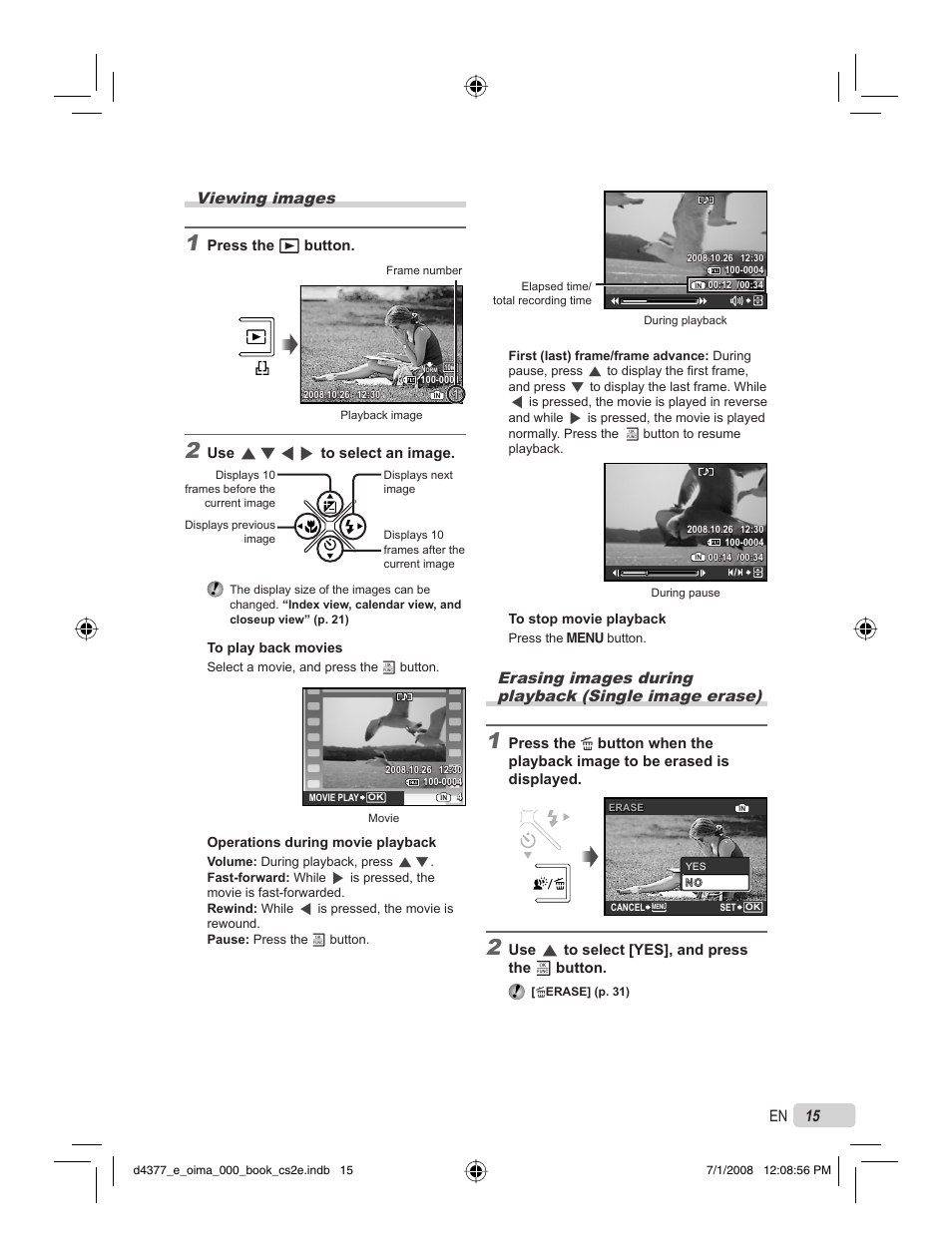 15 en viewing images | Olympus STYLUS 1040 User Manual | Page 15 / 70